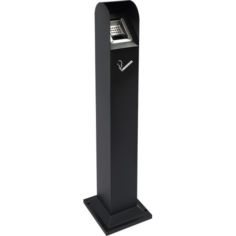 Poubelle en acier d'extérieur, poubelle commerciale avec seau intérieur amovible, conception étanche, poubelle sur pied pour terrasse, porche, bureau ou espace d'accueil, noir (1/5)