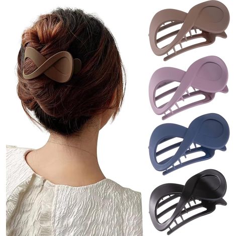 4 Pinces à cheveux, Design géométrique rétro, Matériau acrylique robuste, Pour cheveux épais et fins, Usage quotidien et fêtes (1/5)