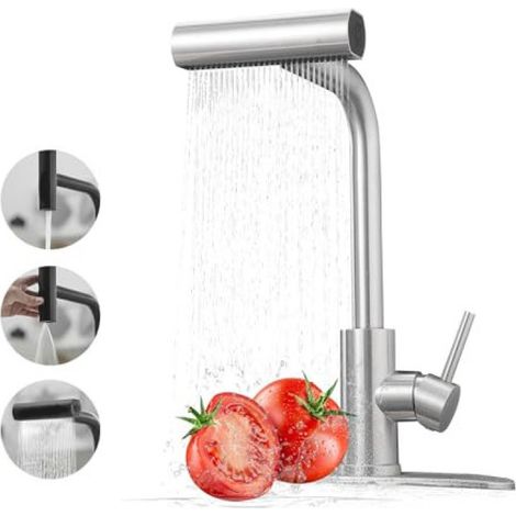 Robinet de cuisine avec pommeau de douche extensible G1/2, argent — (1/5)