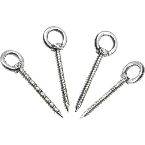 4 Pcs Piton à Visser m8 x 80mm Anneau de Levage Crochet à œillets Robustes (1/5)