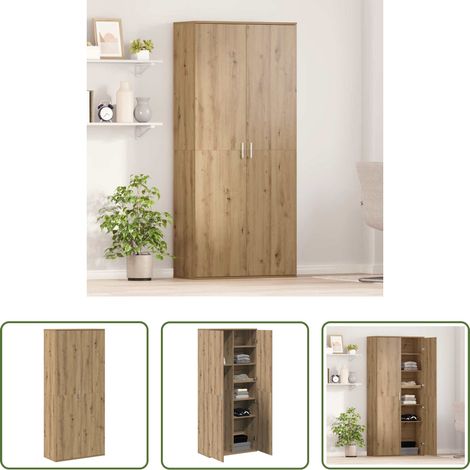 Eiche Hochboard -  Highboard Eiche handwerklich 80 x 35 x 180 cm Holzwerkstoff (1/5)