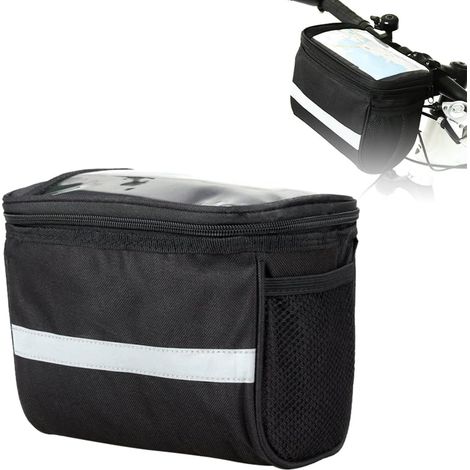 Borsa da manubrio per bici,borsa anteriore per bici, supporto impermeabile per telefono per bici, borsa per bici, borsa da manubrio per bici MTB, cestino, borsa termica, striscia riflettente, borsa an (1/5)
