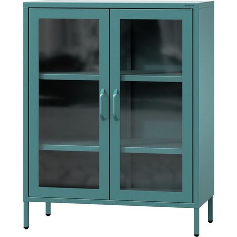Vitrine basse GINA, 800 x 1015 x 400 mm, Moderne : marine (1/5)