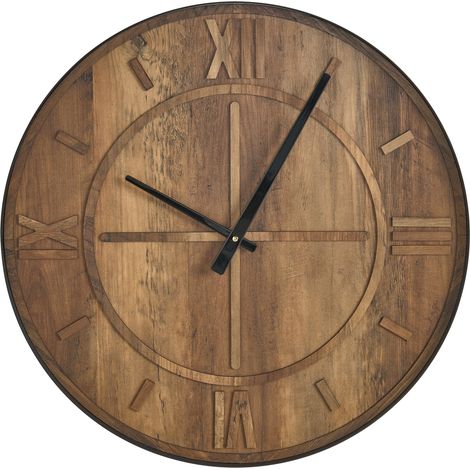 Reloj de pared con números romanos estilo rústico reloj decorativo marrón Saulges (1/5)