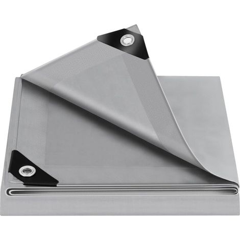 Bâche de Protection, 3x3 m, Bâche Imperméable Anti-UV, avec Œillets, Résistante aux Intempéries et aux Déchirures, pour Meubles de Jardin Bois Piscine Trampoline, Gris (1/4)