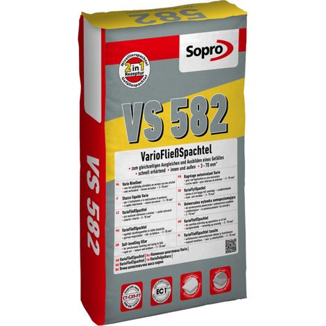 Ragréage autonivelant pour sol intérieur et extérieur 3 à 70 mm - Sopro VS 582 - 25 kg