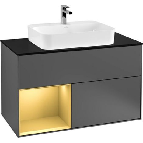 V&B Waschtischunterschrank Wandbeleuchtung Finion 100, Pl bla m, Reg li gol m, Anthrac. m (1/2)