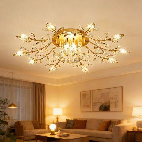 Lustre décoratif en cristal à lumière chaude, lampe LED pour îlot de cuisine, plafonnier LED,convient pour la salle à manger, le salon et la chambre. (1/5)