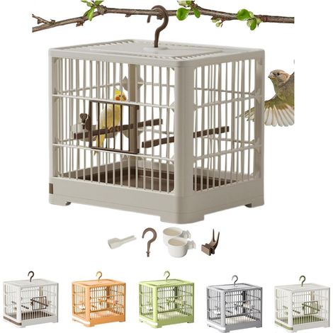 1 Cage Oiseau Portable Avec Perche Et Plateau Amovible Pour Perruches Calopsittes Voyage Extérieur