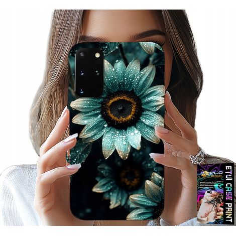 Coque pour Samsung Galaxy S20 Plus - Fleur de gerbera bleue + Feuille métallisée (1/5)