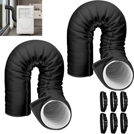 Manchon isolant pour tuyau de climatiseur – Lot de 2, 5 à 5,9 po – 6 sangles réglables, économie d'énergie – Noir, pose facile (1/5)