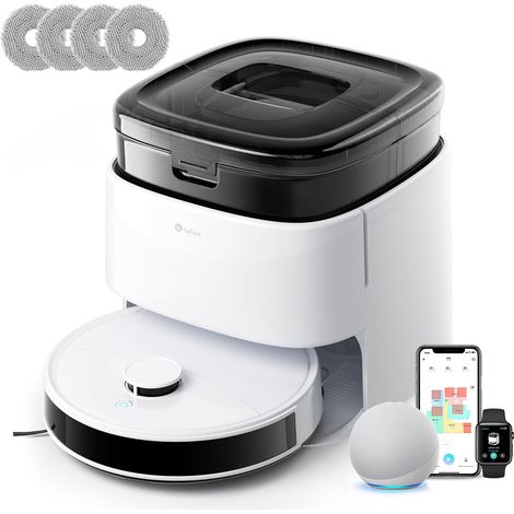 Lefant M3 Robot Aspirapolvere Lavapavimenti, Stazione base integrata, 10000Pa, 220 minuti, Autosvuotante, Navigazione dToF, Doppio lavaggio, Compatibile con Wi-Fi 2.4G e 5G, Gen 1, Bianco (1/5)