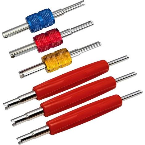 Extractor de válvulas de neumáticos, Juego de 7 piezas, Llave para válvulas, Núcleo de válvula doble, Válvulas internas universales (1/5)