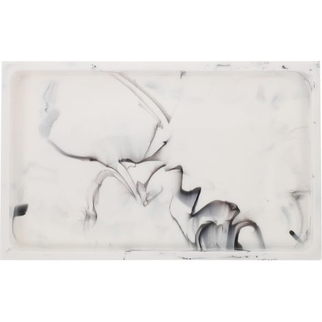 Plateau de Salle de Bain en Résine Blanc Surface Lisse et Facile à Nettoyer, Design Moderne et Délicat, pour Rangement D’Accessoires la Maison'-'- (1/5)
