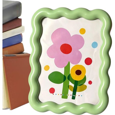 Marco de fotos con borde ondulado, 17,5x11,5 cm, decoración de mesa, marco de fotos moderno para el hogar, oficina, dormitorio, habitación de niños, uso de estantería (1/5)