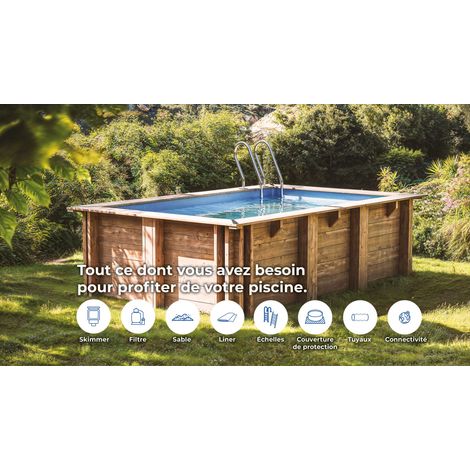 Piscine bois PAPAYA 5,20m x 3,20m x H: 1,33m