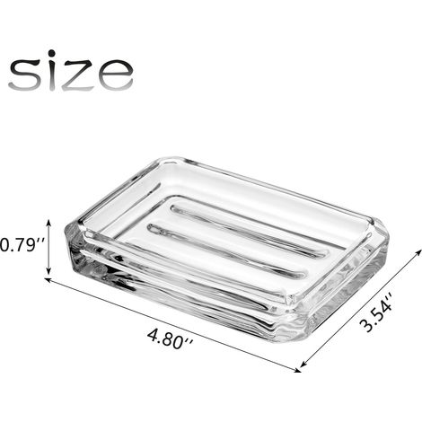 Lot de 2 boîtes à savon en verre - Boîtes à savon rectangulaires - Transparentes (1/4)