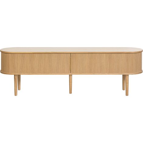 Mueble TV de roble claro con almacenaje y 2 puertas correderas 180 cm EPIC