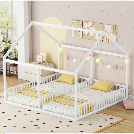 Bett Doppelbett Hausbett 90x200 für Kinder Weiß OKMYHOME (1/5)