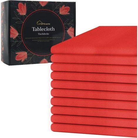 Einweg Tischdecke Rot 10 Stück 250x118cm Rechteckig Wasserdicht & Reißfest