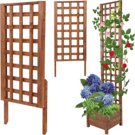 MODO24 Rehausse pergola bois de pin pour jardinière, module extension treillis extérieur plantes grimpantes, 94x40 cm, marron