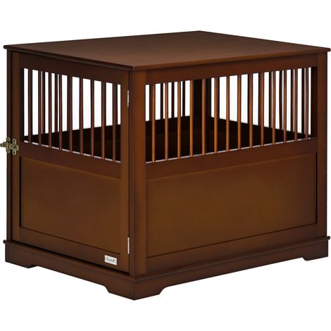 Gabbia cane con chiusura, supporto rialzato, trasportino, 80,5x59,5x67,5 cm, marrone