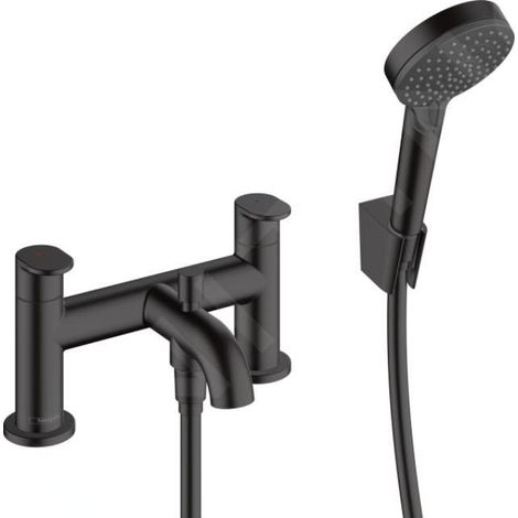 Hansgrohe – Mitigeur de baignoire noir mat – Installation 2 trous – Poignées séparées – Système de cartouche céramique – 71461670 (1/5)