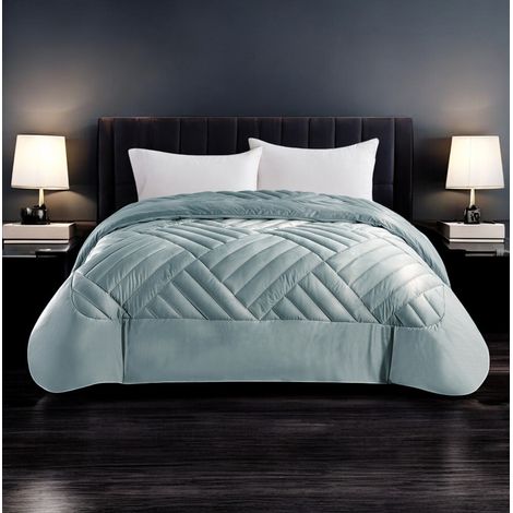 Double couette d'hiver chaude et douce effet plume « Intreccio », en velours de luxe, rembourrage 280g, 260x260 cm Gris
