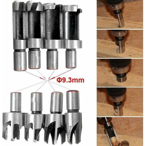 Swyeoot – Set di 8 frese per tasselli in legno – acciaio al carbonio rivestito in titanio – misure 6/10/13/16 mm – taglio netto e resistente (1/5)