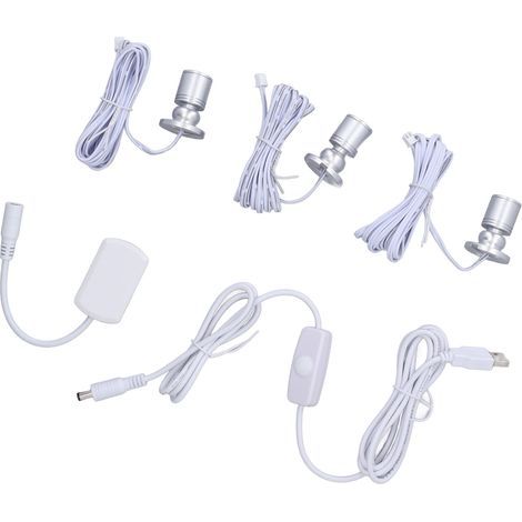 Mini 5V USB LED spotlights, showcase display light, dimmable from 1 to 3, small cabinet for jewelry collection, natural silver (1/5)