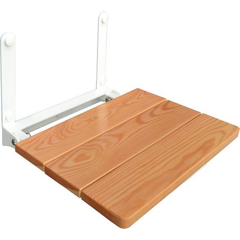 Sedile doccia a muro con seduta pieghevole 35x32 in legno di larice (1/3)