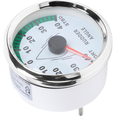 Indicateur D'angle de Gouvernail Marin, 85mm, 0-190 Ohm, IP67, scellé avec Rétro-éclairage Rouge, Moteur Pas à Pas pour Bateau, Yacht, 9-32V (cadran blanc lunette argentée) (1/5)