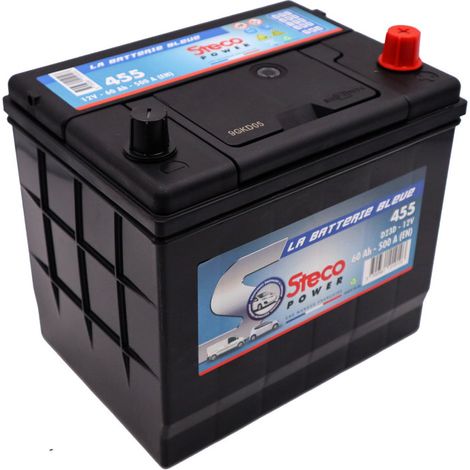 Stecopower – Batterie 12V 60Ah 500A – Démarrage rapide en conditions froides – Compatible véhicules avec équipements supplémentaires – Dimensions 230x173x220mm (1/2)