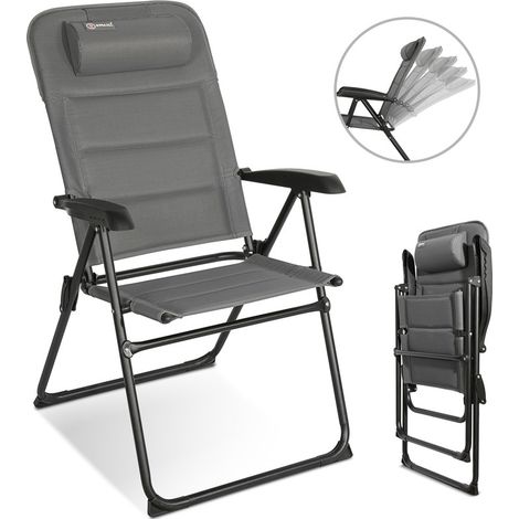 HOMECALL Campingstuhl Gartenstuhl Anglerstuhl Faltsessel Klappstuhl für Wohnwagen Outdoors (UV++ Olefin-Stoff), 5 fach Verstellbarer Rückenlehne, Hochlehner mit Gepolsterter, bis 150kg (1/5)