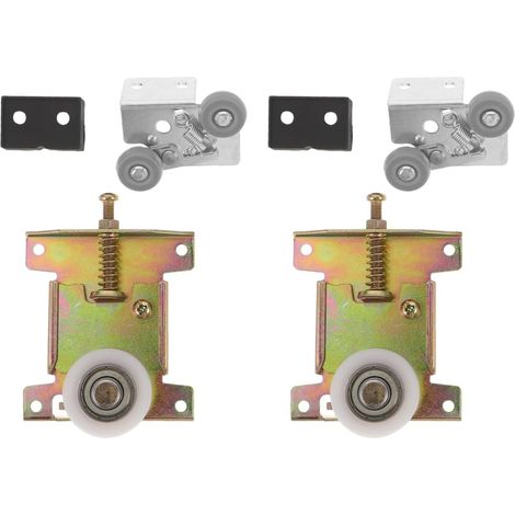 Jeu de Roulettes pour Porte de Placard Coulissante, Kit de Poulies pour Porte d'Armoire en Acier et POM, Roues Silencieuses à Faible Friction, Quincaillerie de Meuble pour Dressing et Burea (1/5)