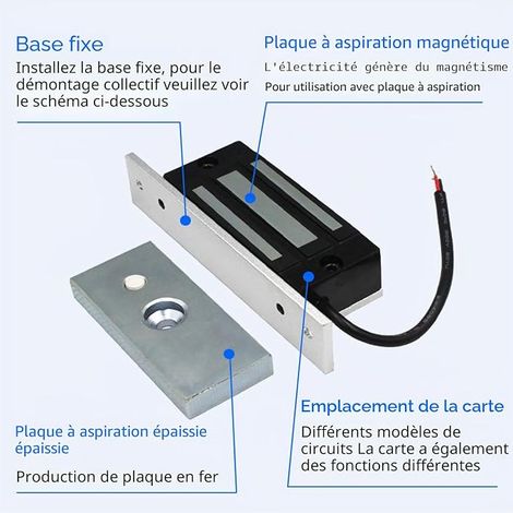 DC 12V Electromagnetic Magnetic Lock - Waterproof Electric Lock for Residential Access Control, Digicode Door, Badge Reader, Wood/Metal/Glass Doors, Electro Magnet Door (1/4)