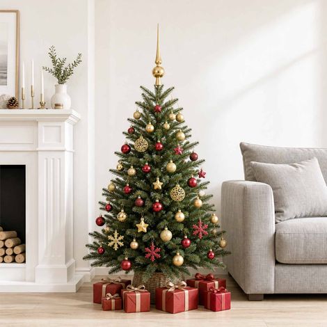 vidaXL Christmas Ball Set 111 pcs Gold and Wine Red 6 cm Polystyrene (1/5)