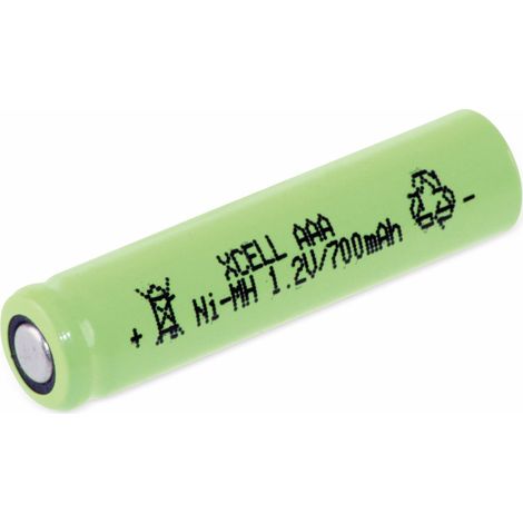 Batterie rechargeable XCELL NiMH, cellule industrielle, AAA, Flat-Top, 44,5x10,5mm, 1,2V/700mAh