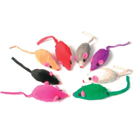 8 souris en fourrure, multi couleur jouet pour chat - zolux (1/3)
