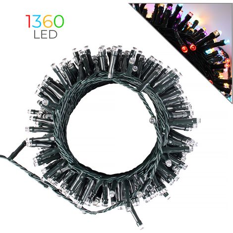 CATENA LUMINOSA CLUSTER 1360 LED MULTICOLORE SU CAVO VERDE DI 41mt A 36V - PERFETTA PER AVVOLGERE ALBERI DI NATALE ILLUMINARE FESTE ED ALTRI EVENTI SPECIALI (1/5)