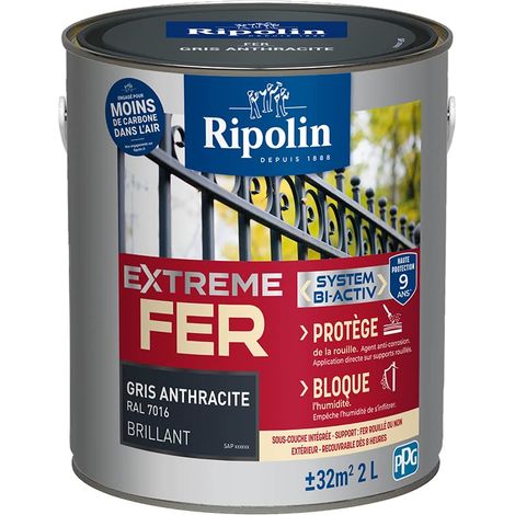 Pintura para metales Ripolin brillante gris antracita RAL 7016 2 L
