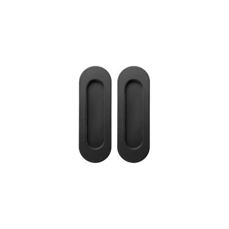 Set di 2 maniglie ovali a incasso per porte scorrevoli, armadi o cassetti, in acciaio inox (nere) - Crezuo (1/4)