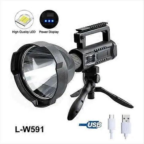 Lampe torche W591 - Puissant projecteur de recherche pour la pêche - Lampe torche de camping rechargeable à 4 LED - Lampe de chasse (1/5)