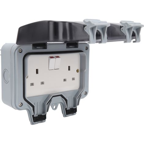Prise Étanche Extérieure Boîte Murale Anti-Pluie Composants Électriques Prise UK 220V (1/5)