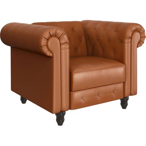 Felix Chaise longue avec fonction relax en PU Cognac (1/5)