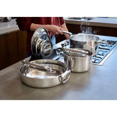 Juego de Utensilios de Cocina Space Steel, Modelo con Mangos Plegables, Acero Inoxidable, Ideal para Preparar Comidas, Resistente al Calor, Fácil Almacenaje y Limpieza