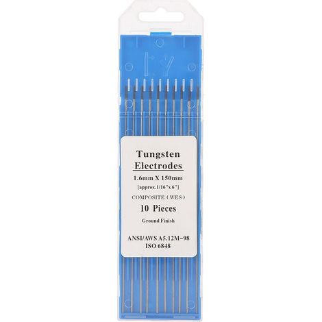 10 electrodos de tungsteno para soldadura, electrodos de tungsteno con cabezal compuesto, violeta, 1,6 Ω, 150 mm, electrodos para soldadura TIG, electrodos para soldadura por puntos (1/5)