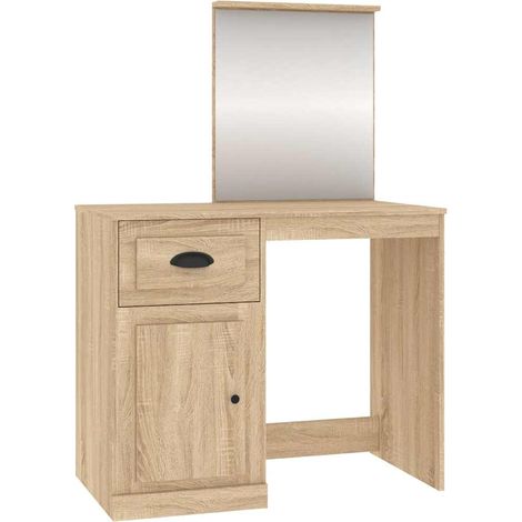 Maison Exclusive - Schminktisch mit Spiegel Sonoma-Eiche 90x50x13 (1/5)