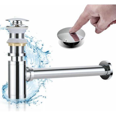 LaBlanc - Siphon Lavabo avec Bonde Lavabo Pop-up sans Trop-plein, Ensemble Vidage et Siphon Salle de bain, Kit Siphon Bonde Lavabo Design Automatique en Laiton Massif, Chrom (1/5)