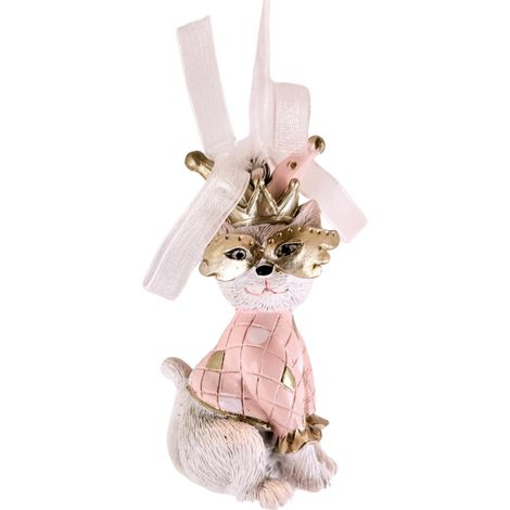 Ciondolo natalizio GATTO CON LA MASCHERA, rosa (1/3)